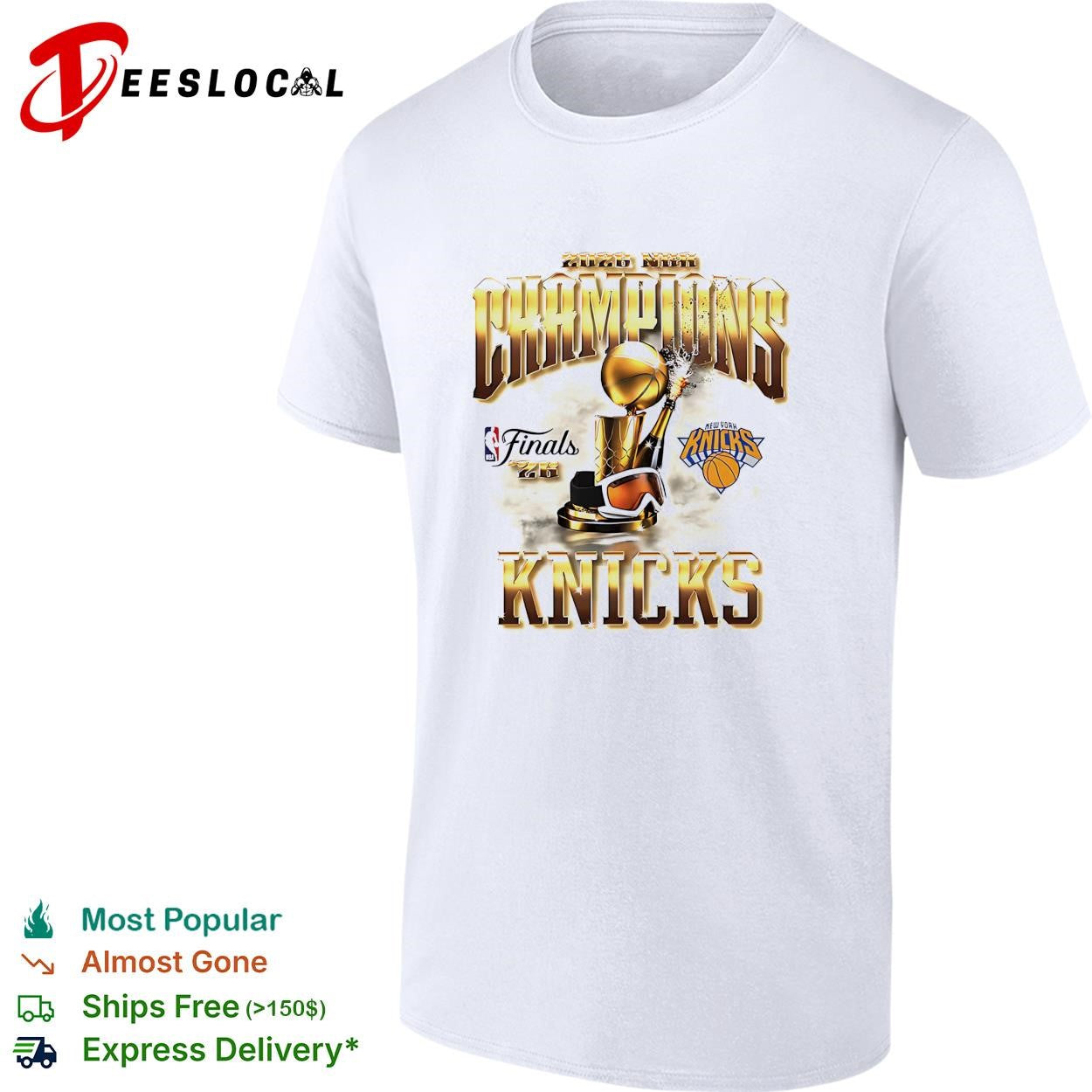 New York Knicks Champions trophy basketball finals ribbon bold poster shirt