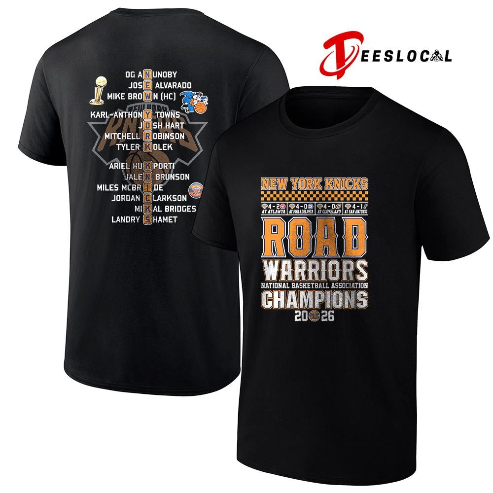 New York Knicks Finals NBA road warriors champions name roster graphic shirt