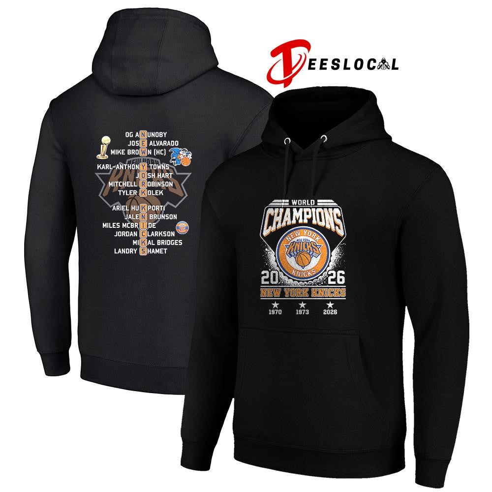 New York Knicks Finals NBA world champions graphic name roster shirt