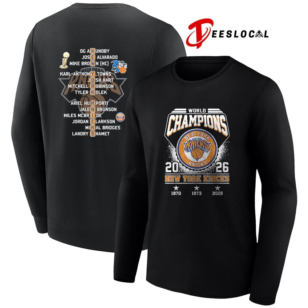 New York Knicks Finals NBA world champions graphic name roster shirt