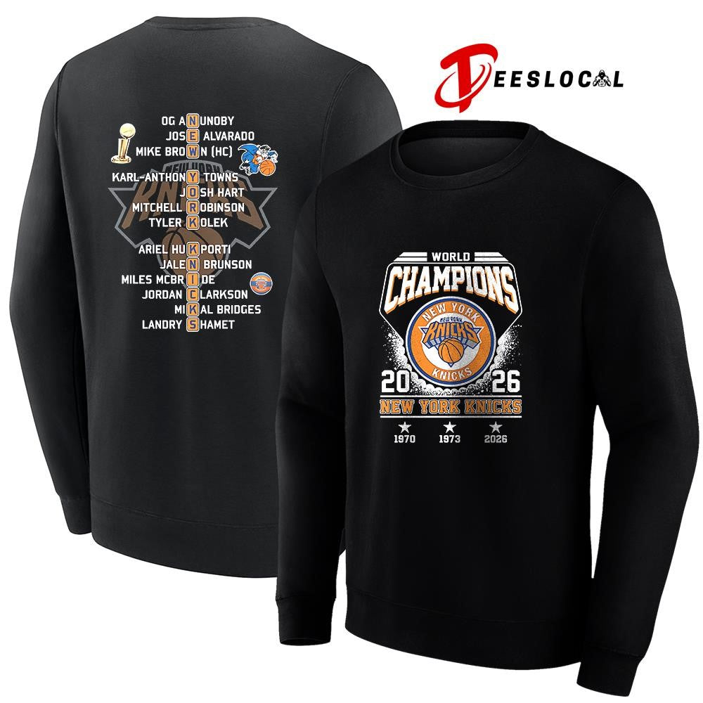 New York Knicks Finals NBA world champions graphic name roster shirt