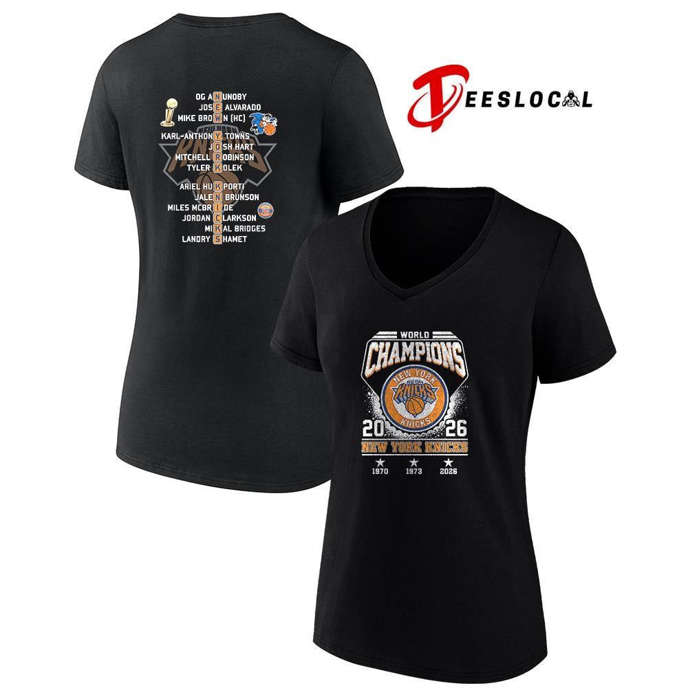 New York Knicks Finals NBA world champions graphic name roster shirt