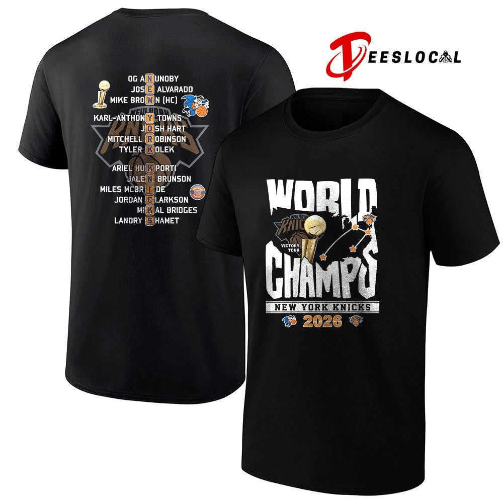 New York Knicks Finals NBA world champs Victory tour map graphic shirt