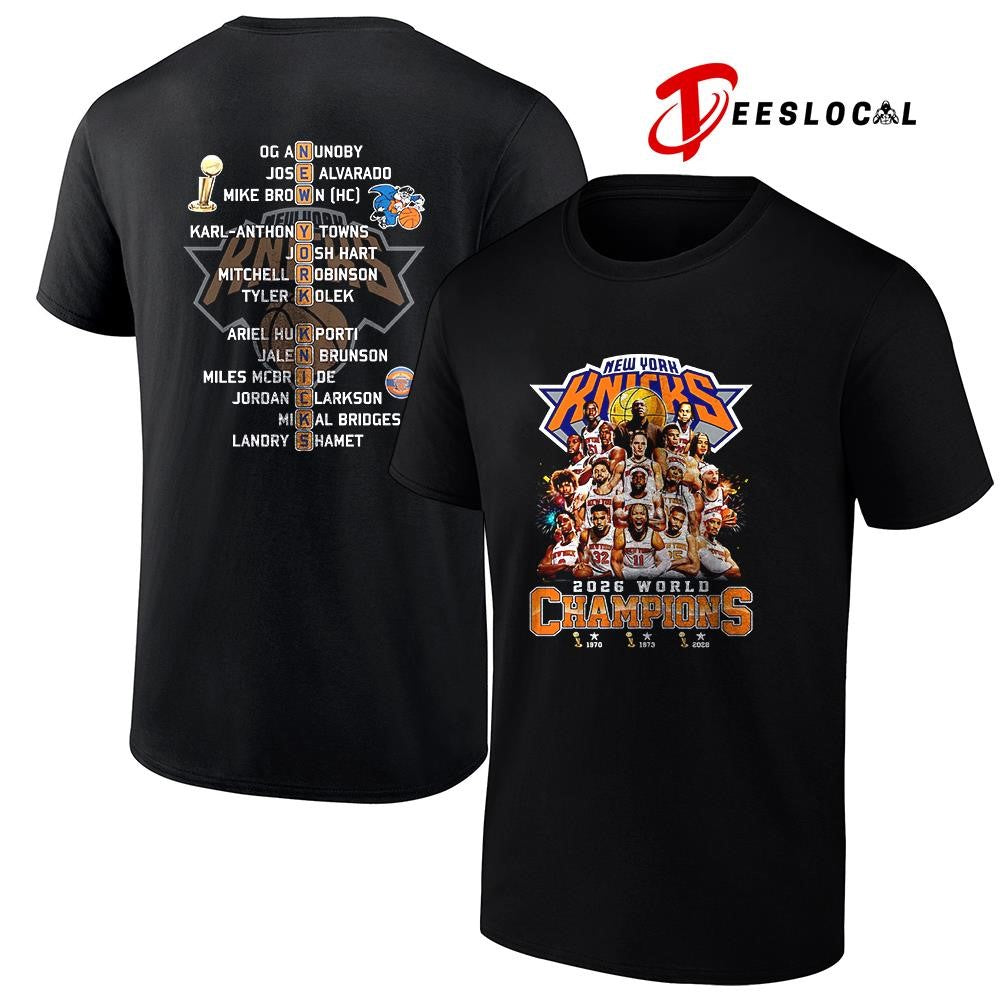 New York Knicks Finals champions team graphic name roster shirt