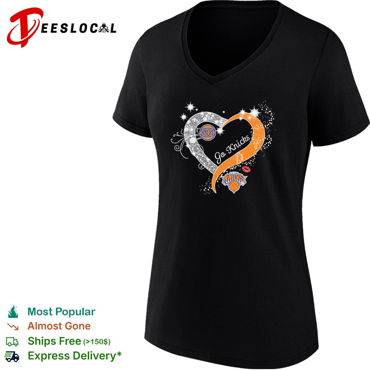 New York Knicks Go Knicks Heart Sparkle Basketball NBA Kiss shirt
