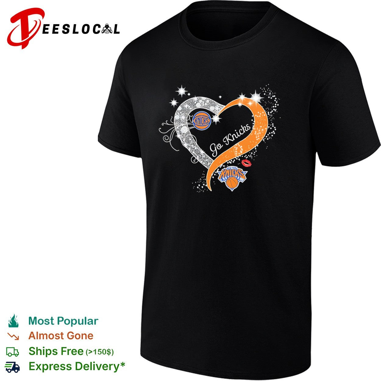 New York Knicks Go Knicks Heart Sparkle Basketball NBA Kiss shirt