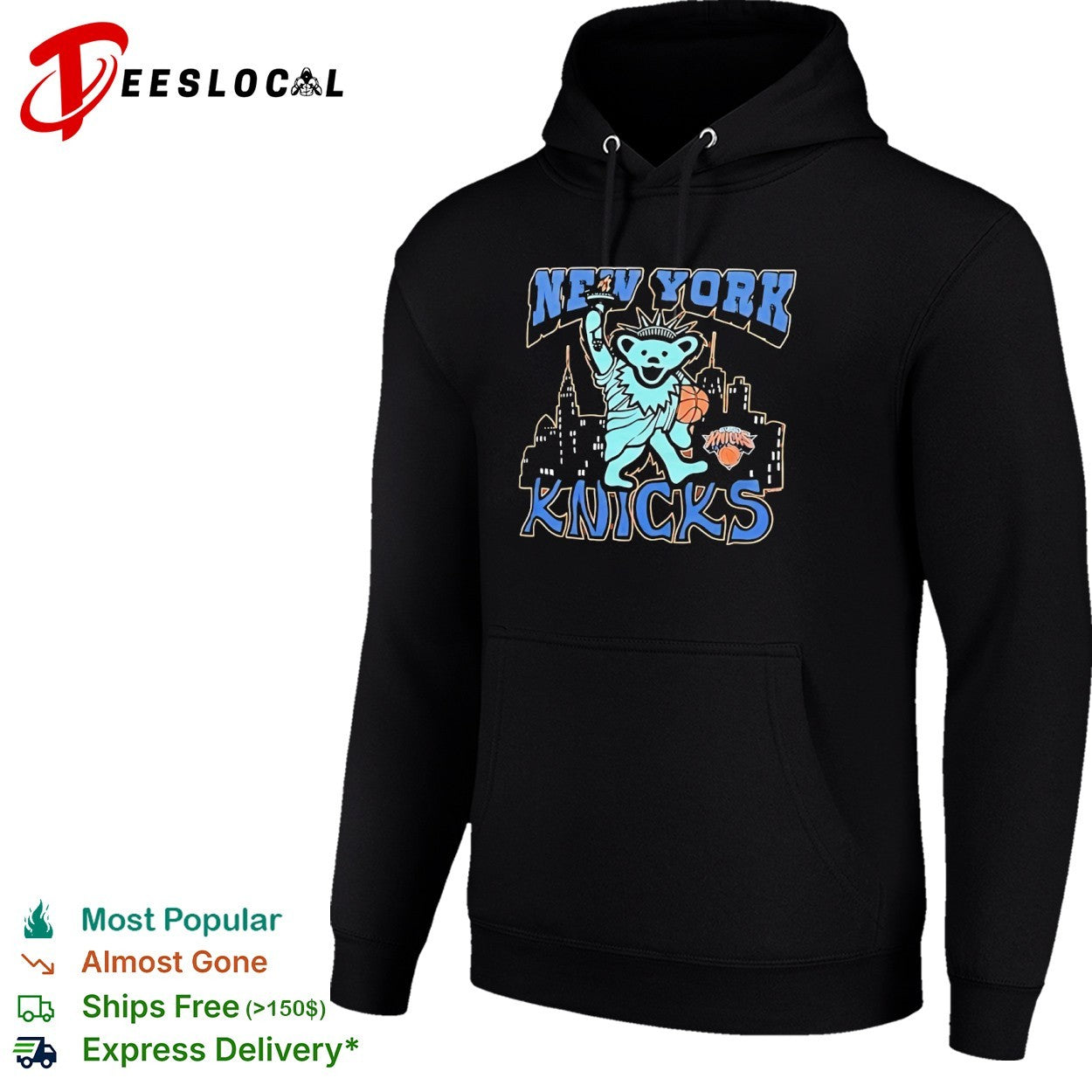 New York Knicks Grateful Dead Dancing Bear Statue of Liberty shirt