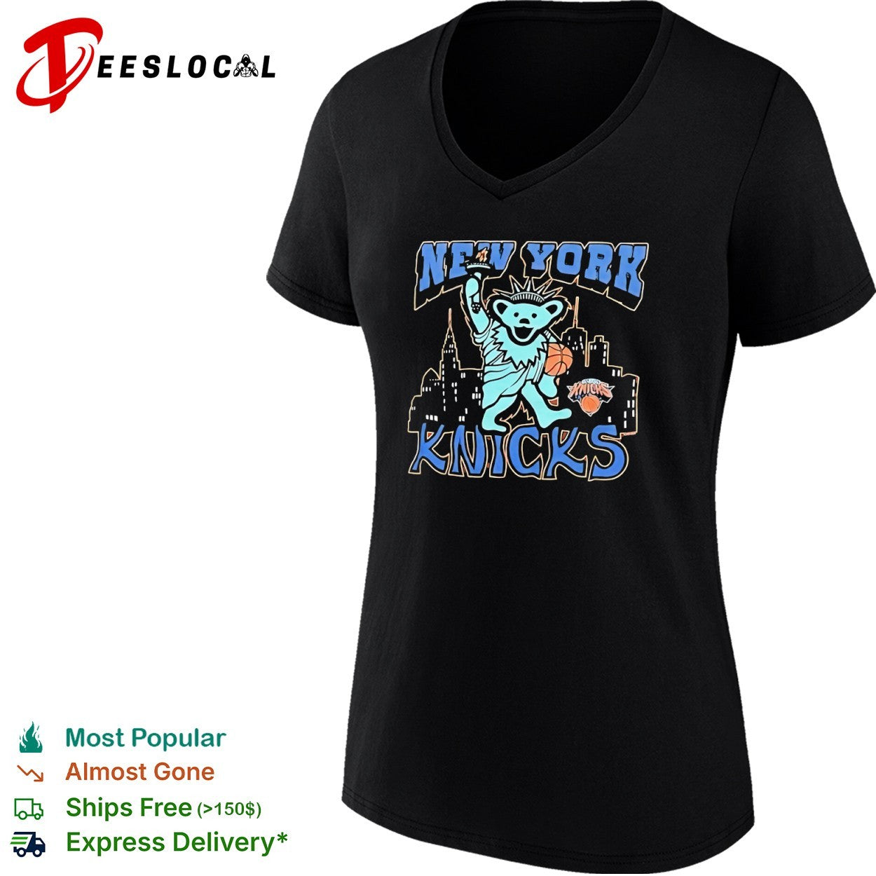 New York Knicks Grateful Dead Dancing Bear Statue of Liberty shirt