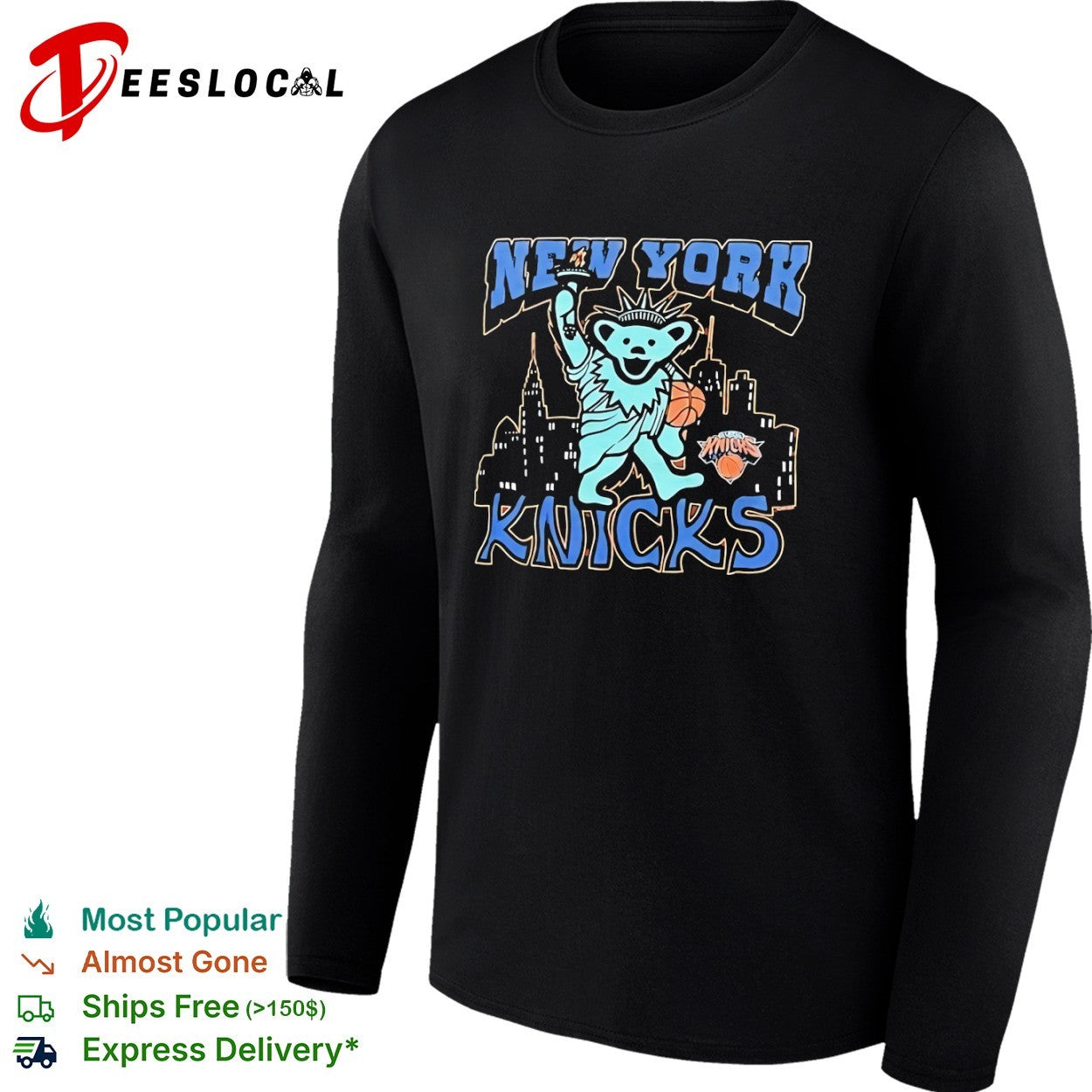 New York Knicks Grateful Dead Dancing Bear Statue of Liberty shirt