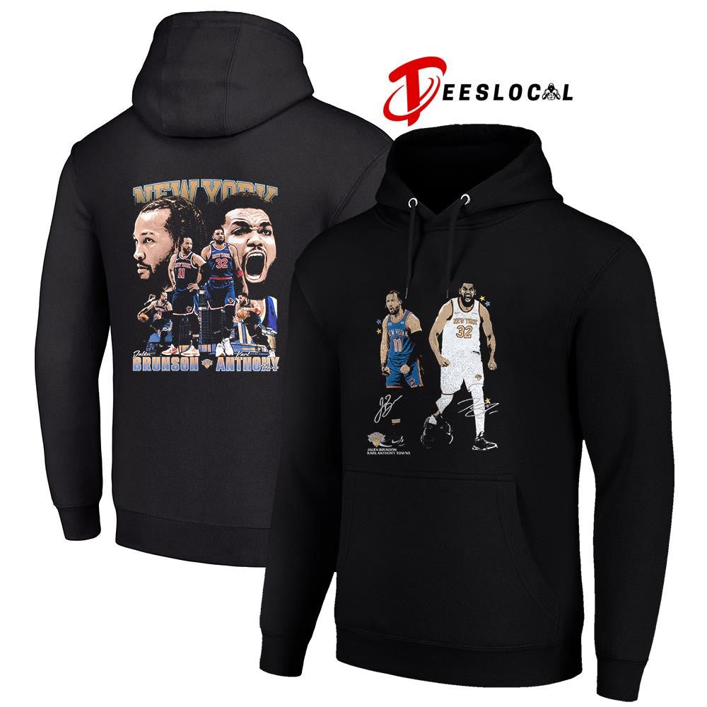 New York Knicks Jalen Brunson Karl Anthony Towns new school signatures shirt