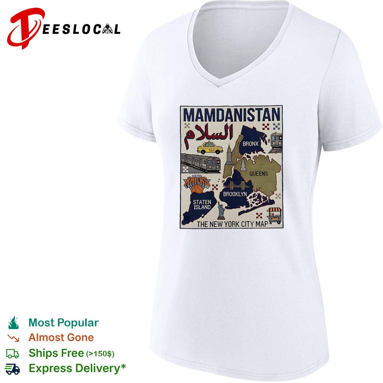 New York Knicks Mamdanistan Bronx Queens Brooklyn Staten Island the city map borough outlines shirt