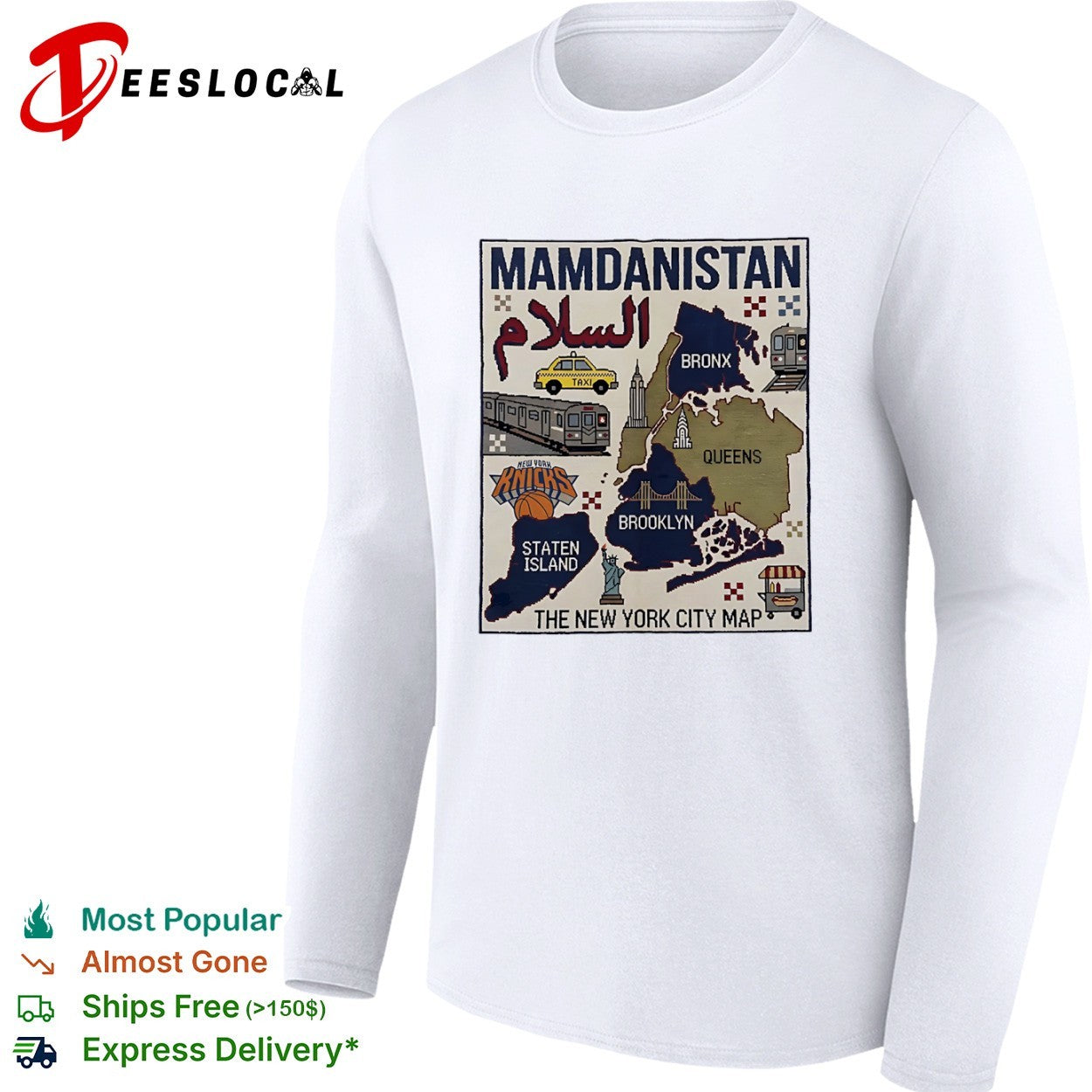 New York Knicks Mamdanistan Bronx Queens Brooklyn Staten Island the city map borough outlines shirt