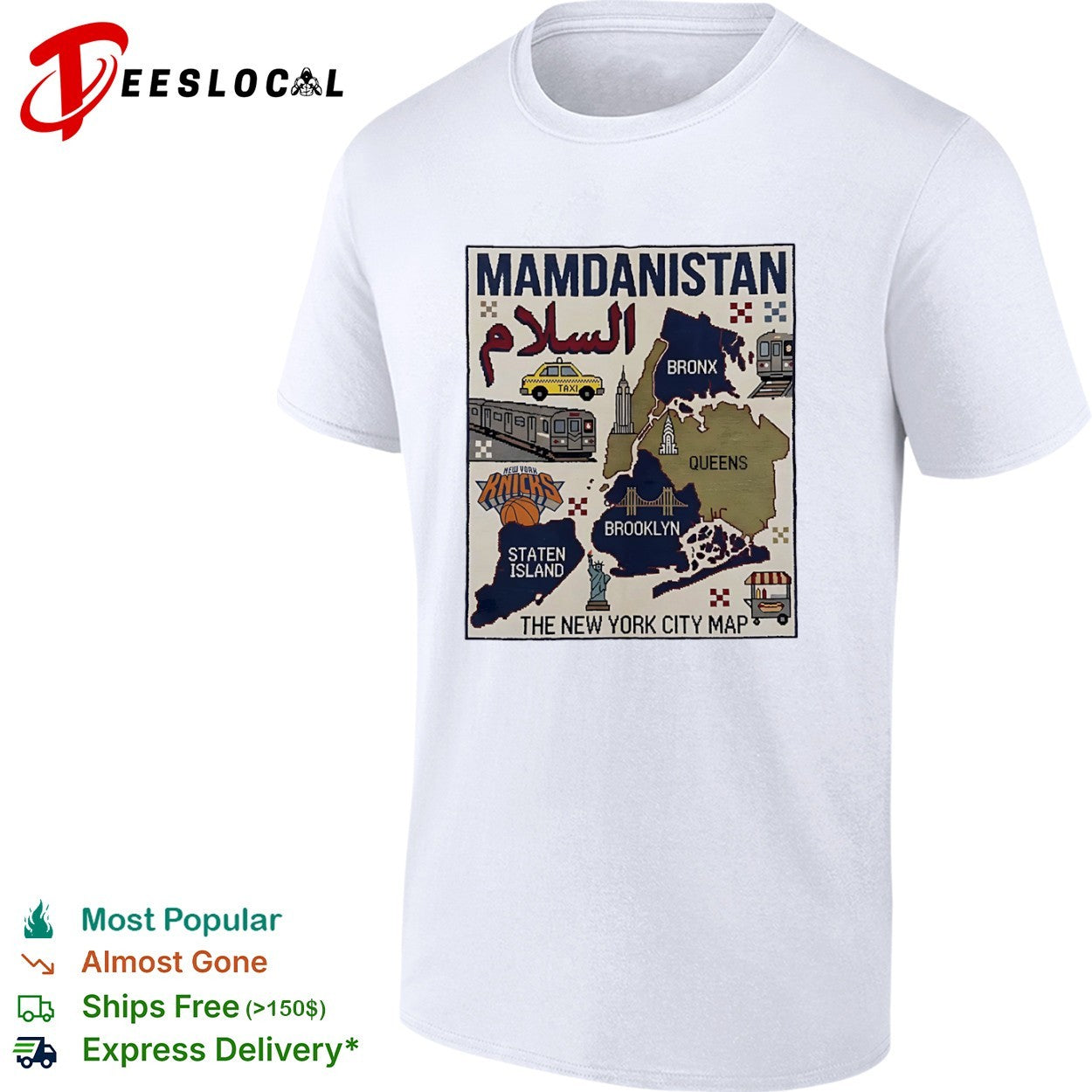 New York Knicks Mamdanistan Bronx Queens Brooklyn Staten Island the city map borough outlines shirt