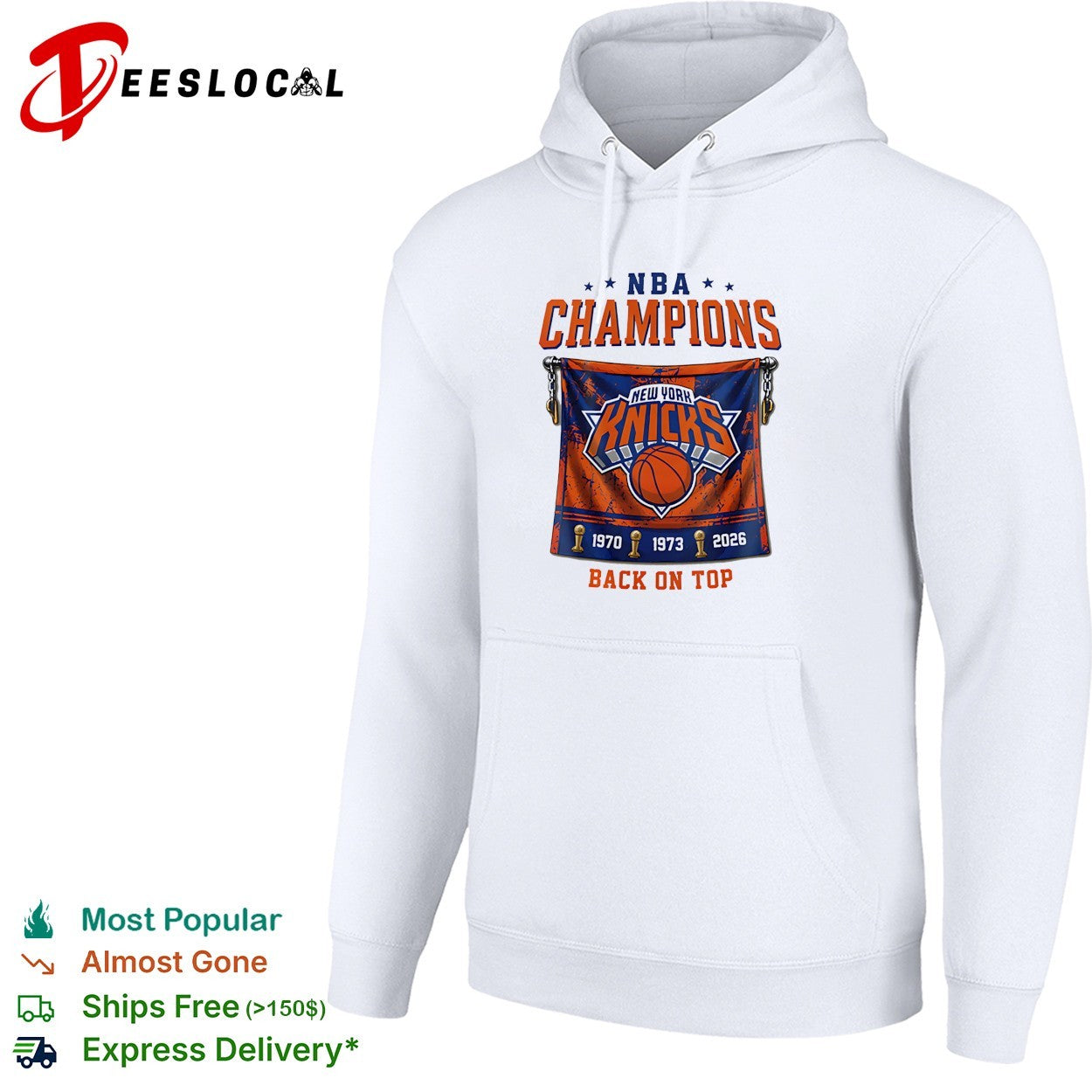 New York Knicks NBA Champions 1970 1973 2026 back on top banner trophy shirt