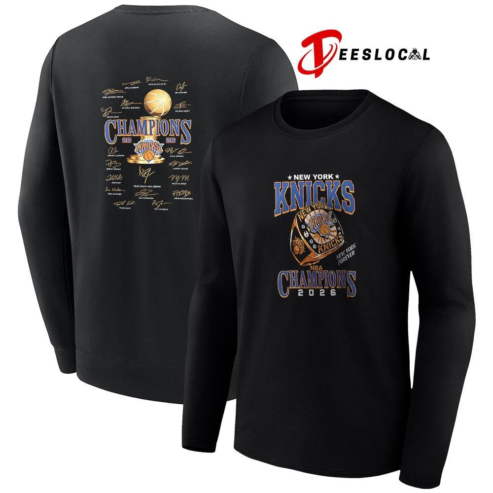 New York Knicks NBA Champions New York forever ring graphic signature shirt