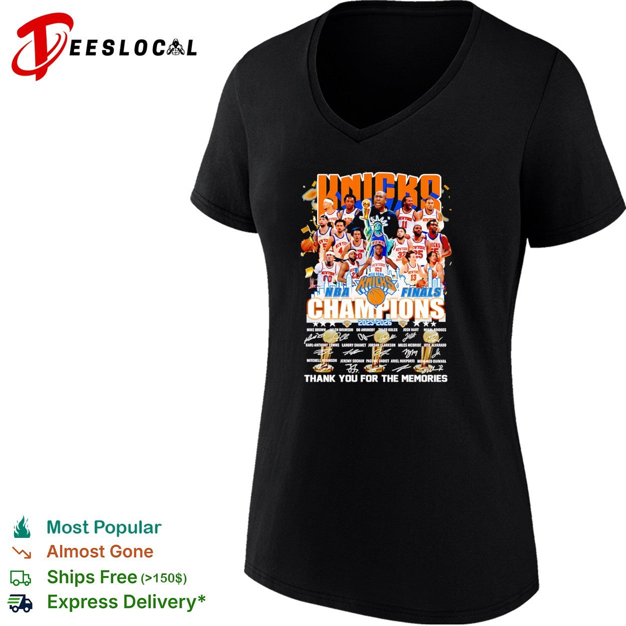 New York Knicks NBA Champions thank you for the memories 2025 2026 signatures shirt