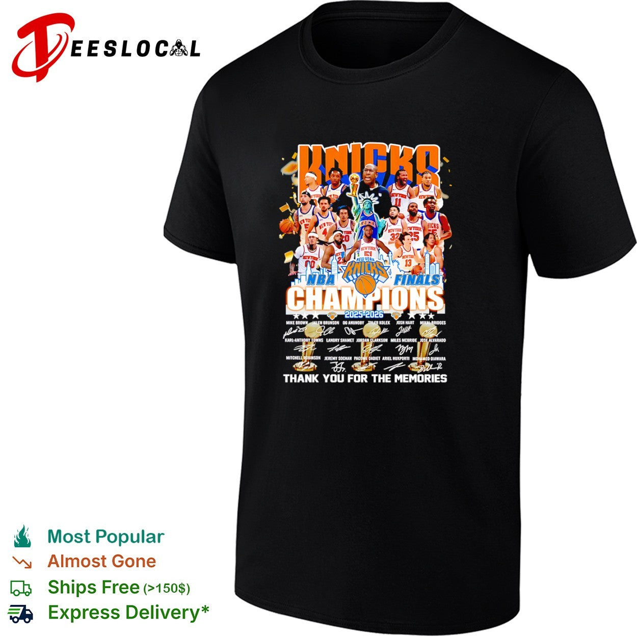 New York Knicks NBA Champions thank you for the memories 2025 2026 signatures shirt