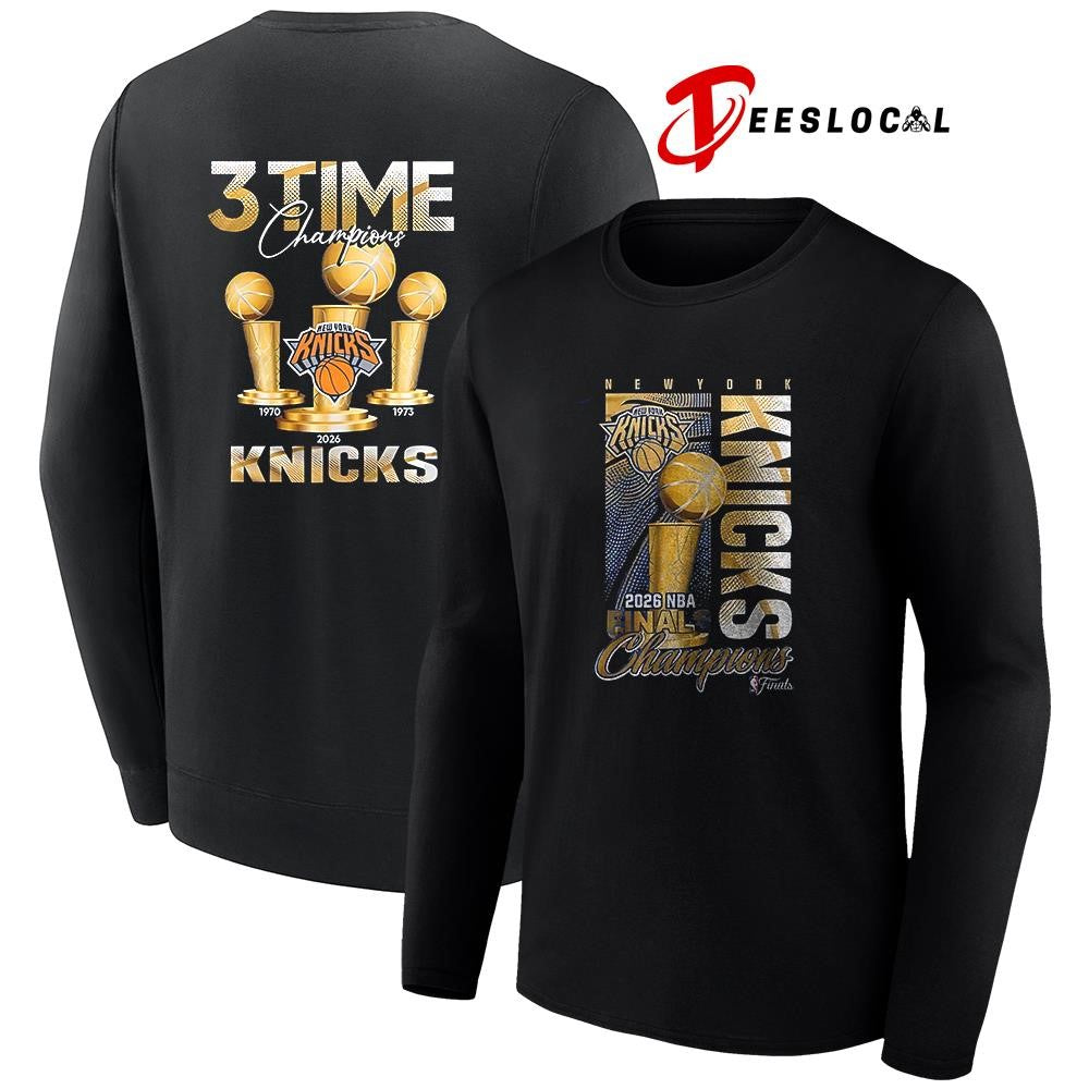 New York Knicks NBA Finals 3 times champions trophy shirt