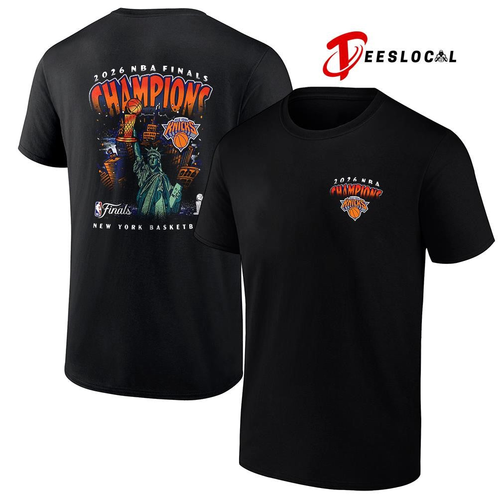 New York Knicks NBA Finals Champions Statue of Liberty trophy graphic shirt