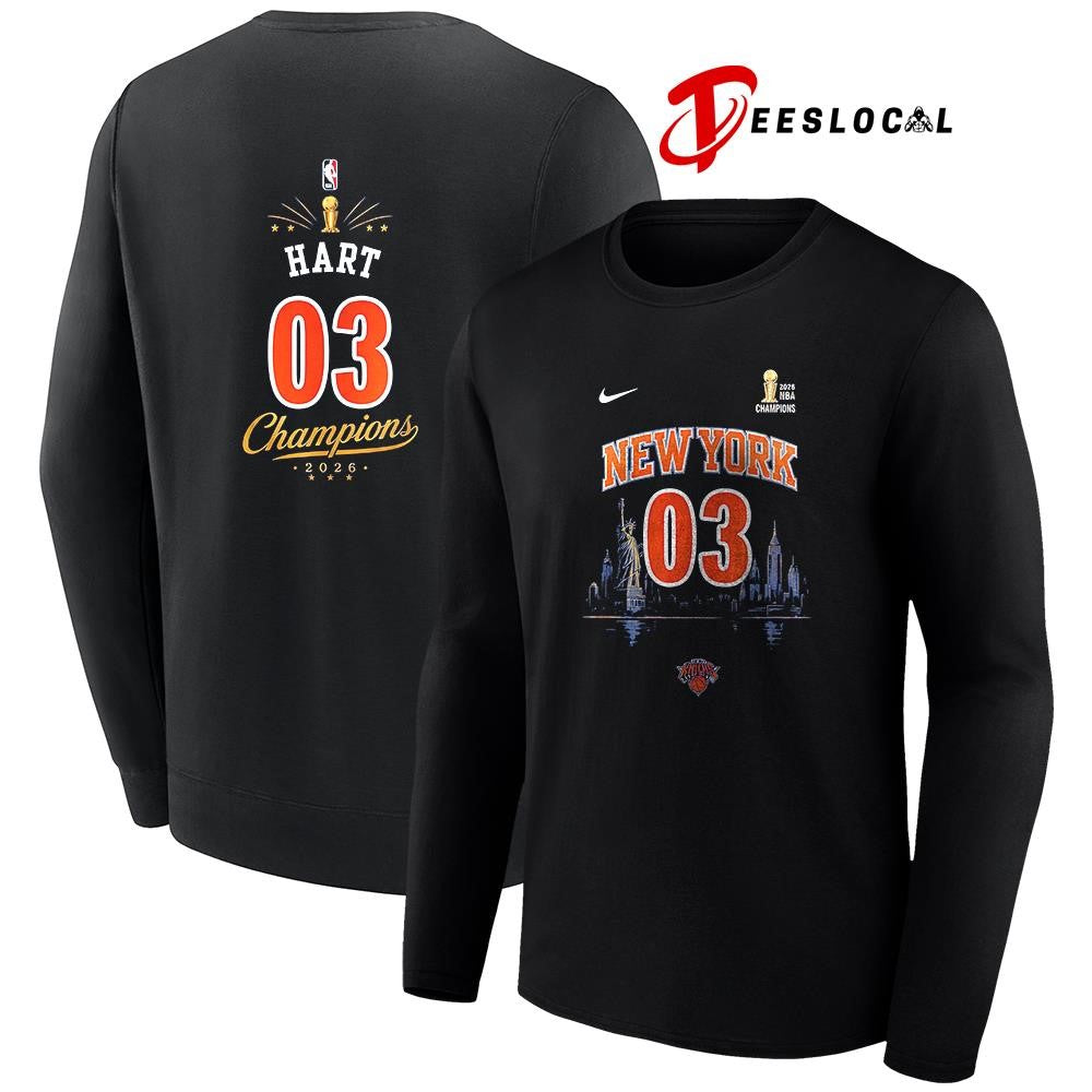 New York Knicks NBA Finals champions Josh Hart name and number shirt