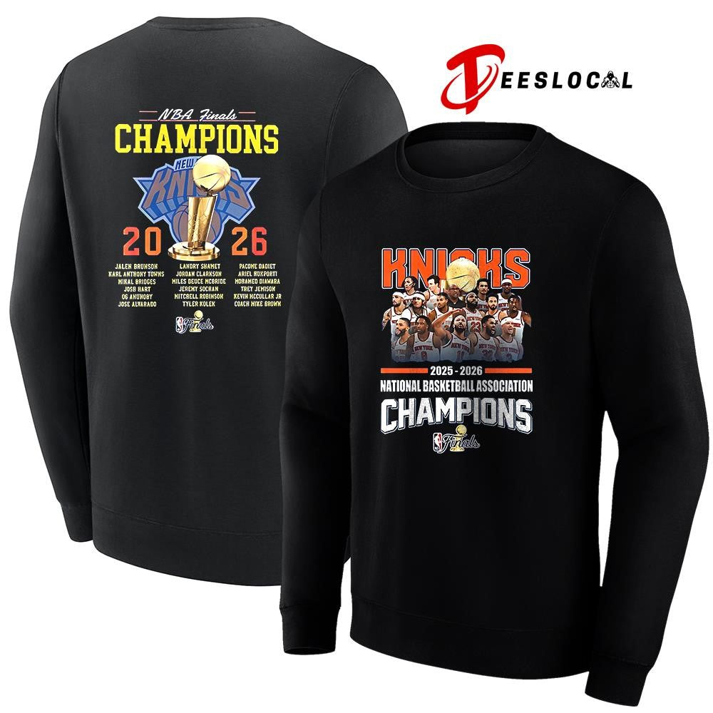 New York Knicks NBA Finals champions team graphic name roster shirt