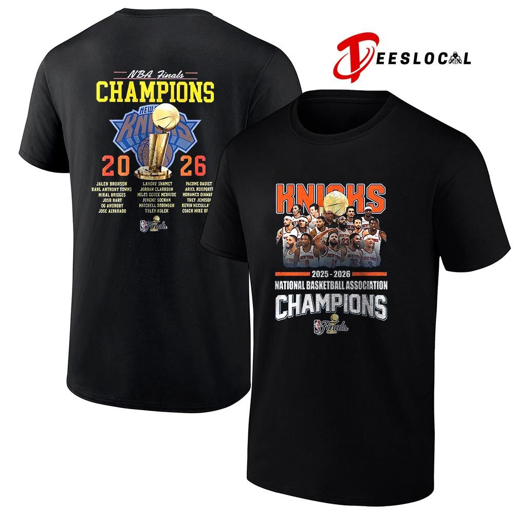 New York Knicks NBA Finals champions team graphic name roster shirt