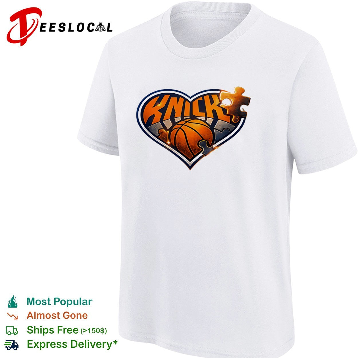 New York Knicks NBA Heart Puzzle logo shirt