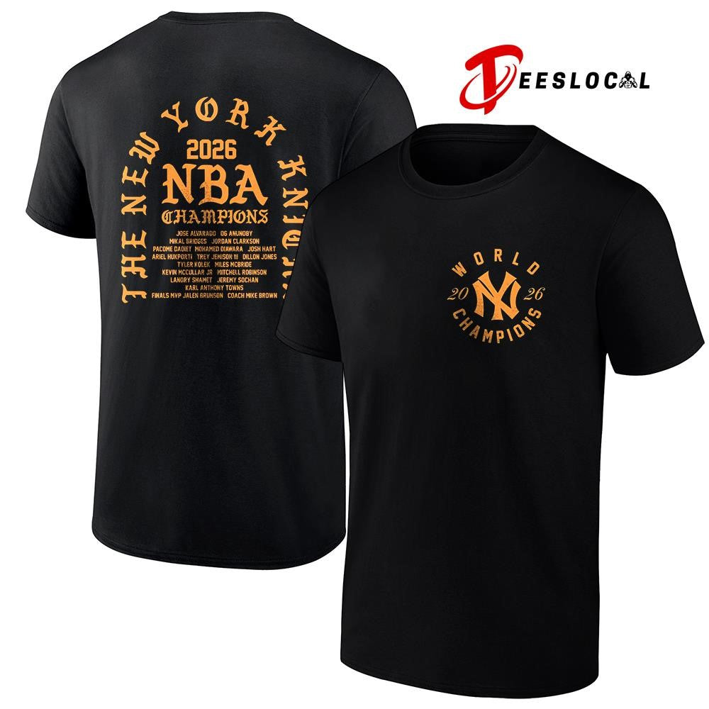New York Knicks NBA champions name roster graphic shirt