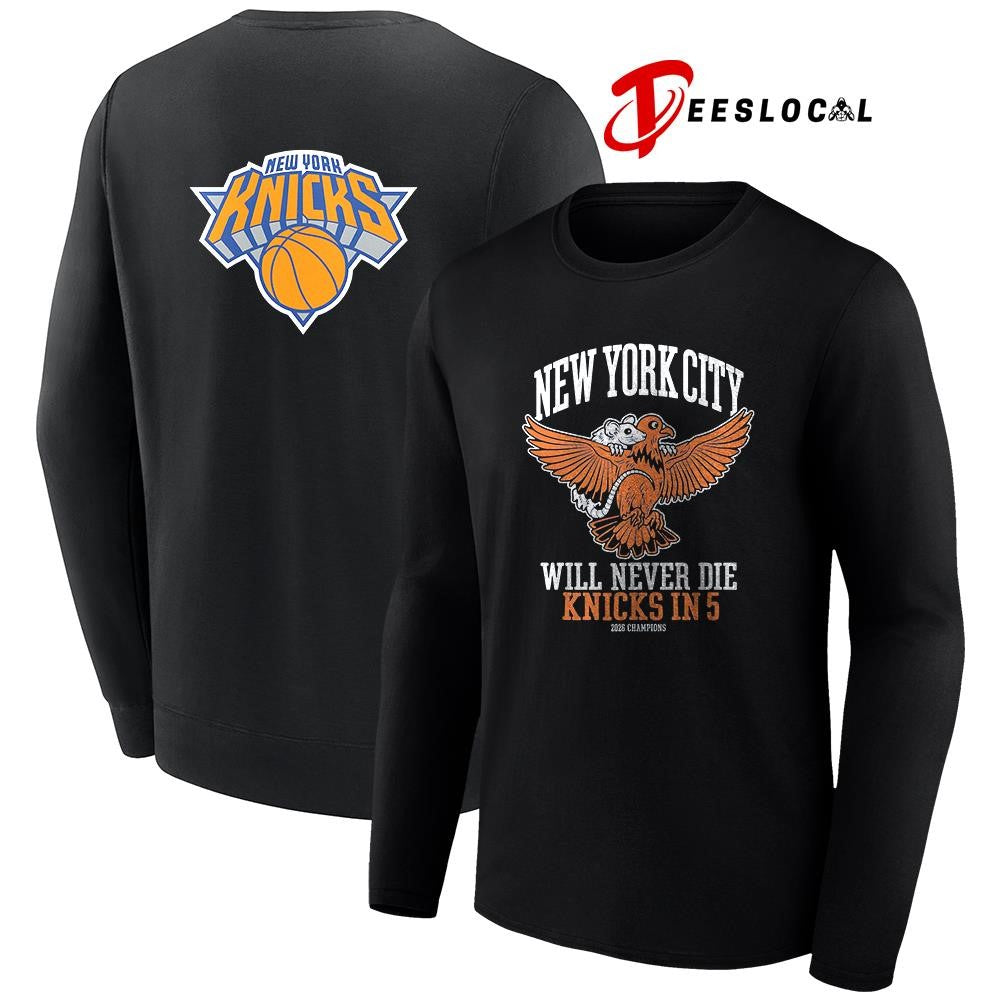 New York Knicks New York city will never die Knicks in 5 bird and mouse shirt