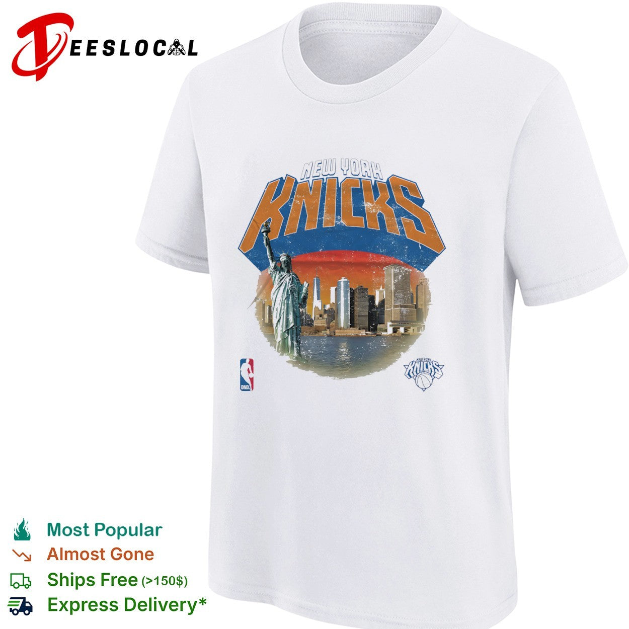 New York Knicks Statue of Liberty Skyline NBA logo basketball shirt