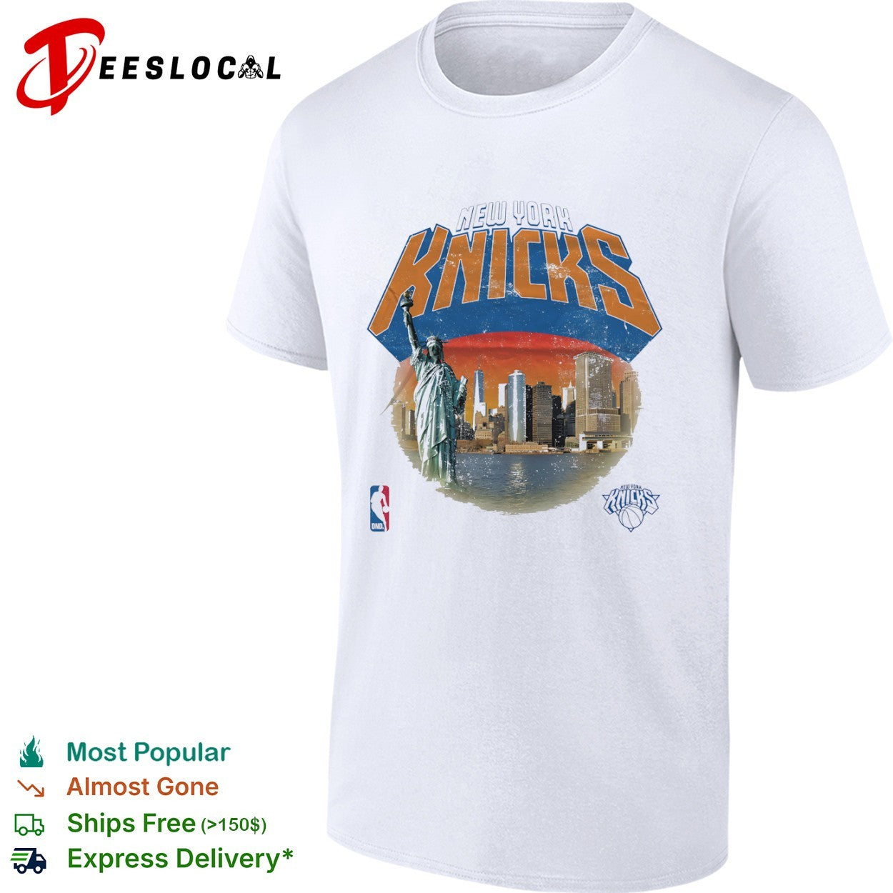 New York Knicks Statue of Liberty Skyline NBA logo basketball shirt