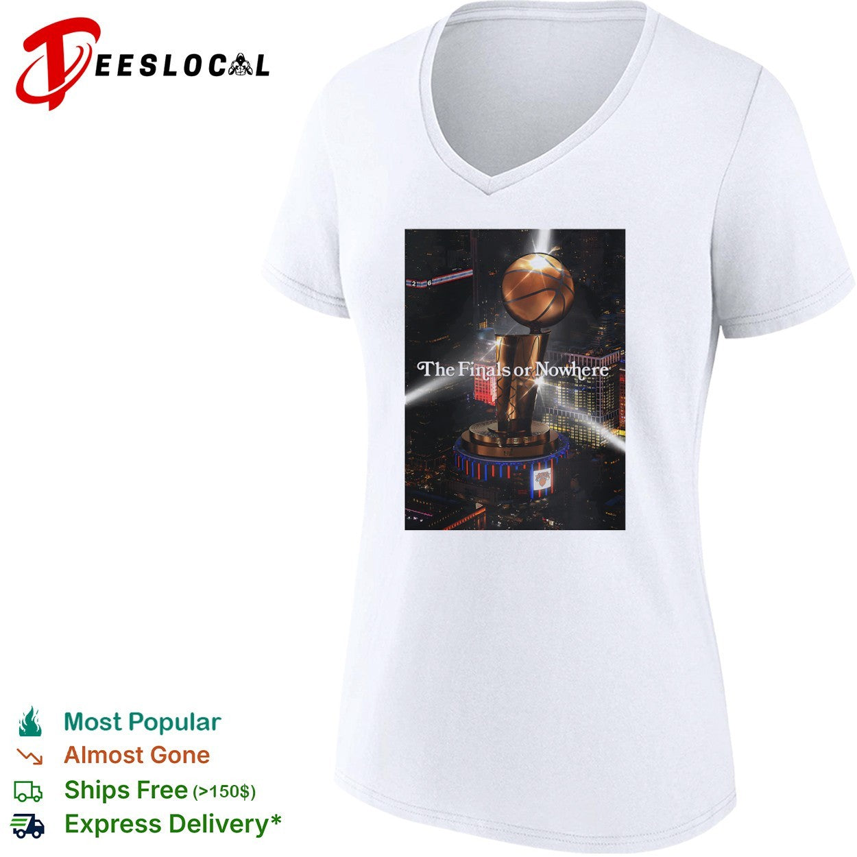 New York Knicks The Finals or Nowhere Trophy NBA basketball fan shirt