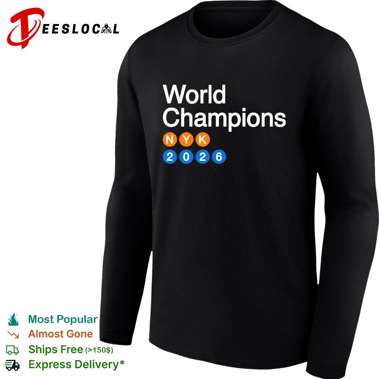 New York Knicks World Champions NYK 2026 subway sign bold art shirt