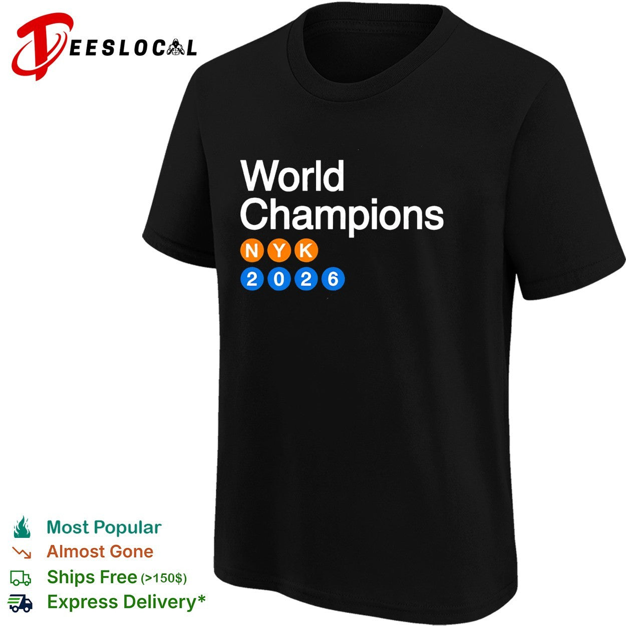 New York Knicks World Champions NYK 2026 subway sign bold art shirt