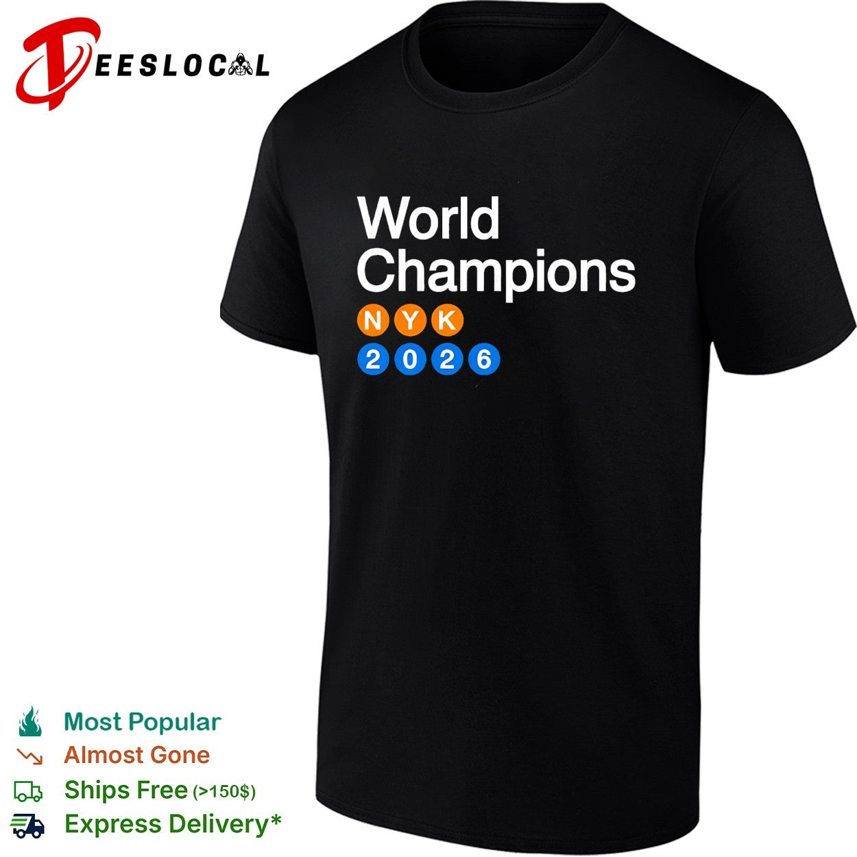 New York Knicks World Champions NYK 2026 subway sign bold art shirt