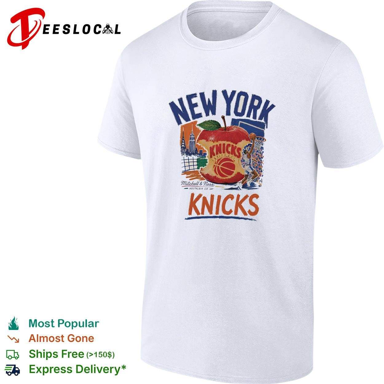 New York Knicks apple skyline vintage badge shirt