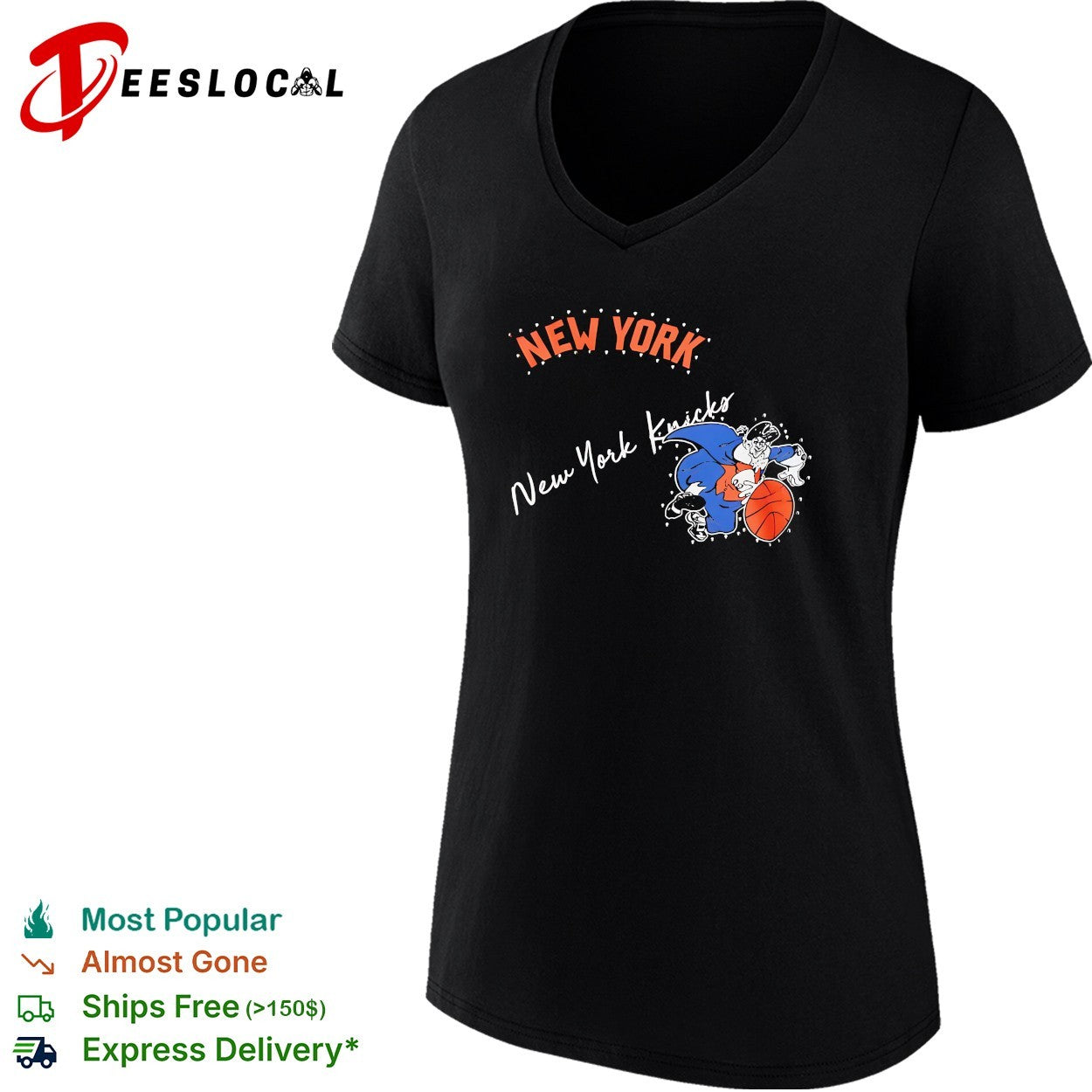 New York Knicks bulldog cape mascot dunking illustration shirt