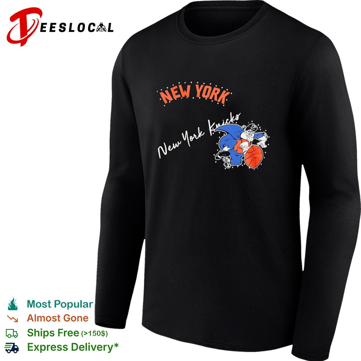 New York Knicks bulldog cape mascot dunking illustration shirt