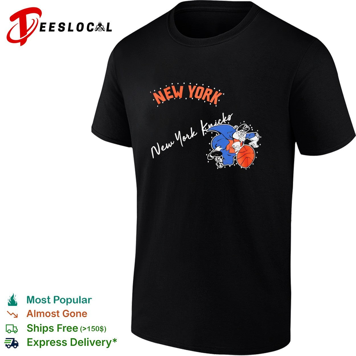 New York Knicks bulldog cape mascot dunking illustration shirt