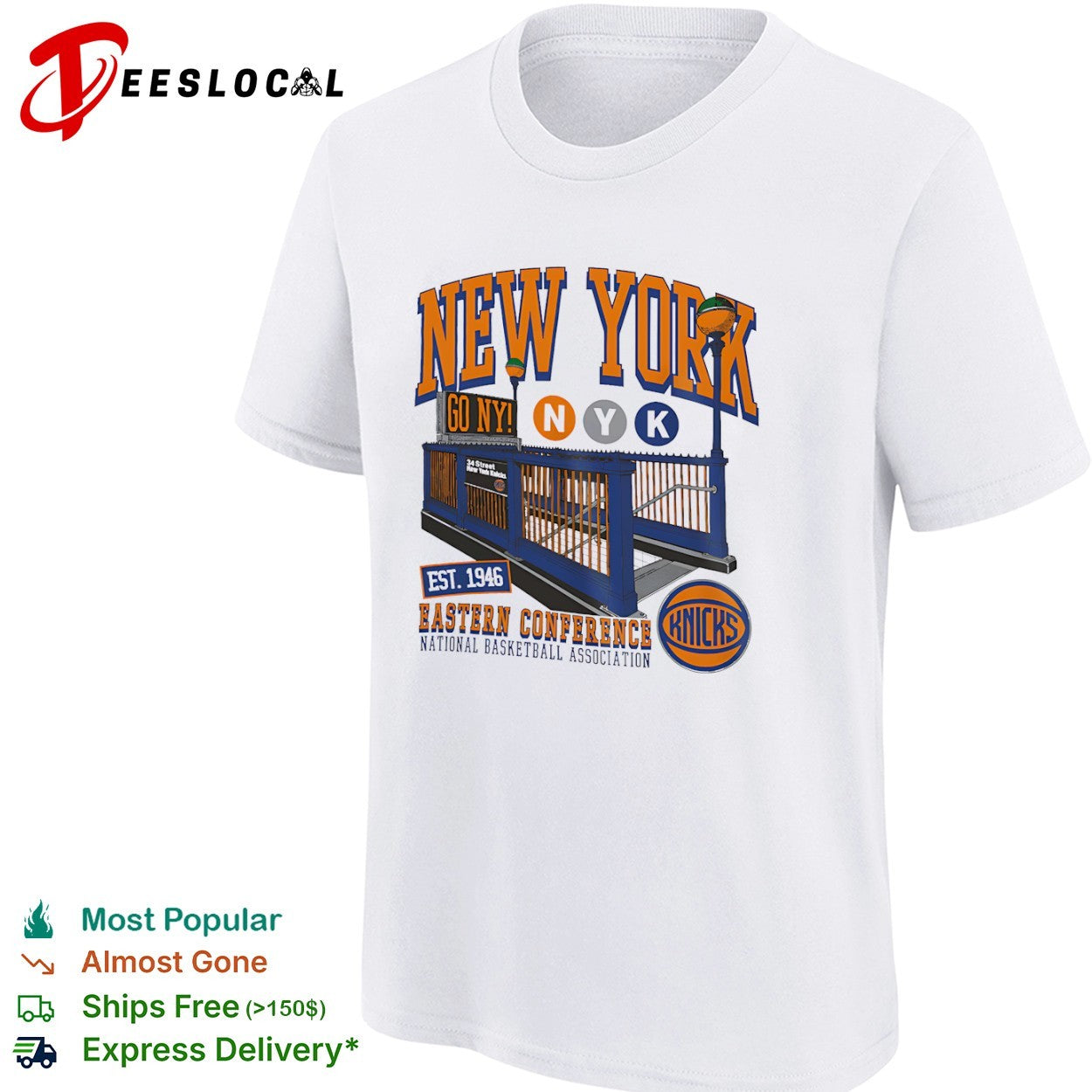 New York Knicks go NY subway station est 1946 Eastern Conference National Basketball Association shirt