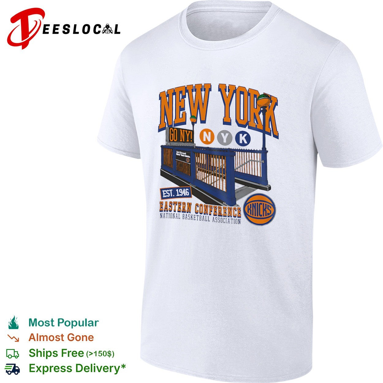 New York Knicks go NY subway station est 1946 Eastern Conference National Basketball Association shirt
