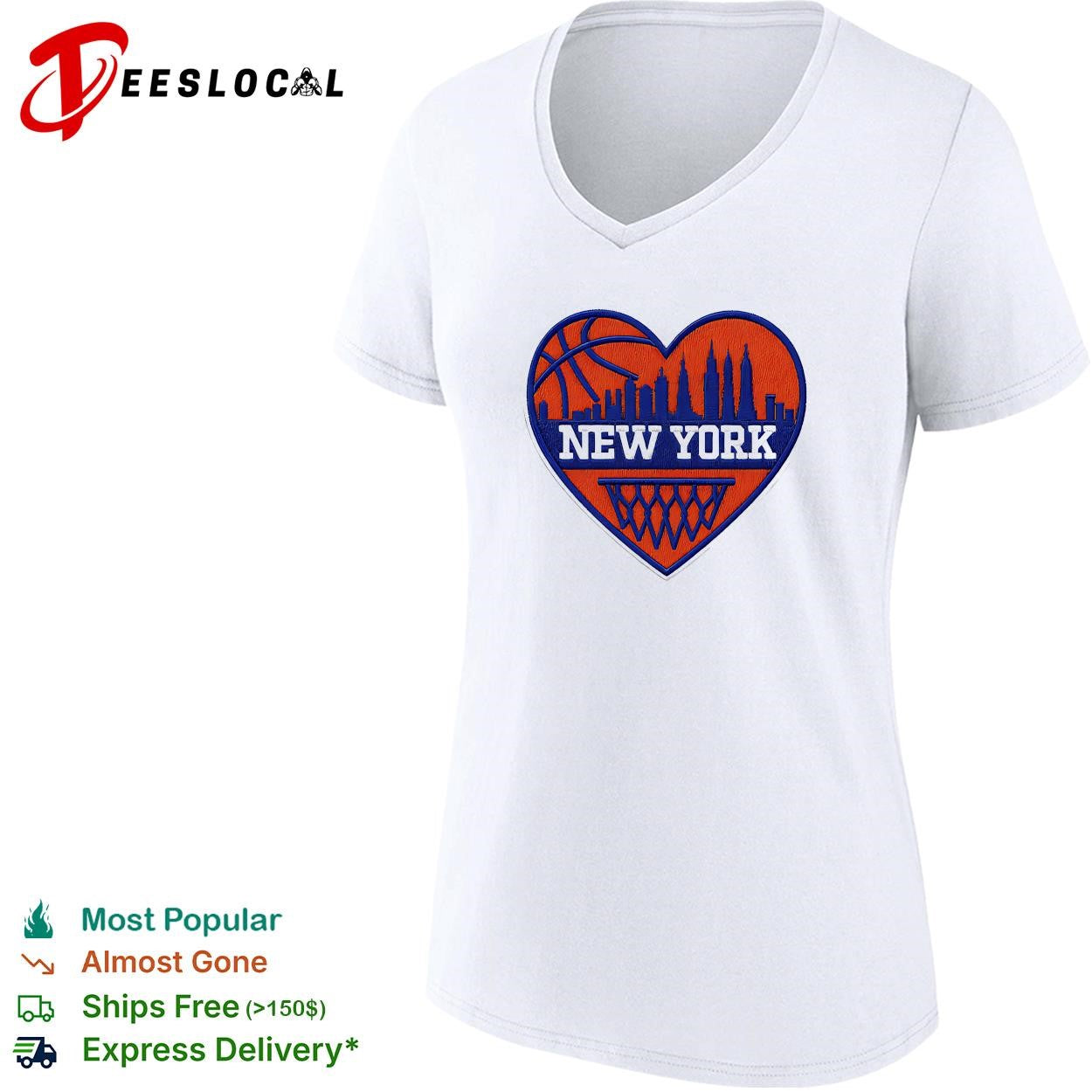 New York Knicks heart skyline basketball hoop badge shirt