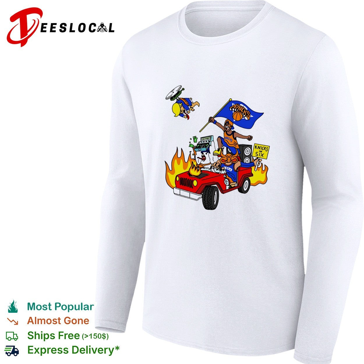 New York Knicks in six victory parade cartoon fire truck fan art shirt