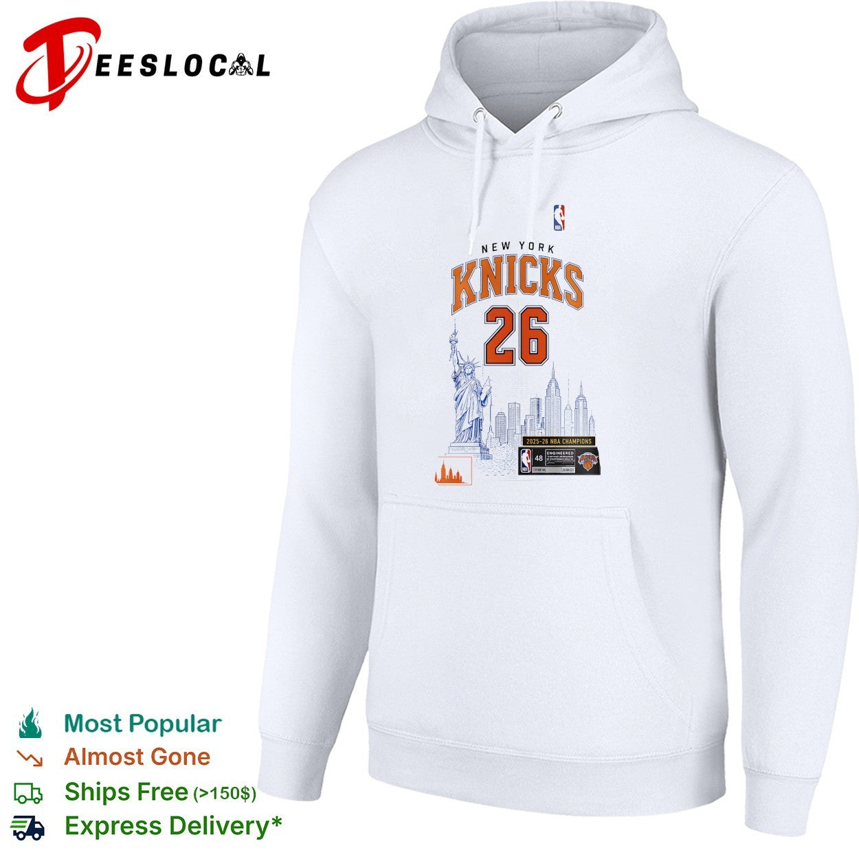 New York Knicks jersey number 26 Statue of Liberty 2025 26 NBA champions shirt