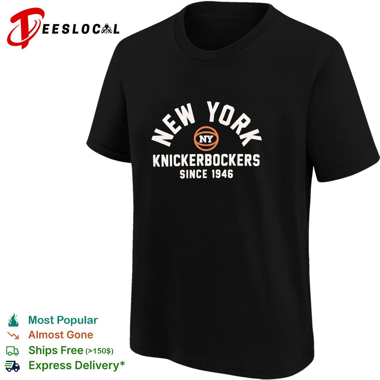 New York Knicks knickerbockers since 1946 wordmark badge shirt