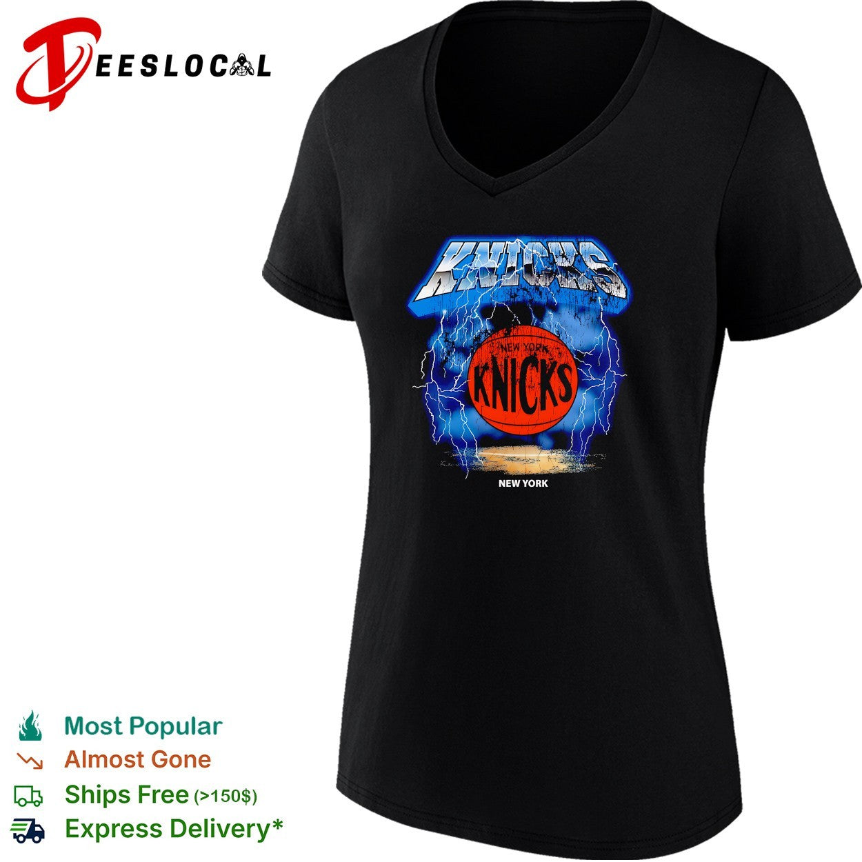 New York Knicks lightning storm arena scene grunge rock style art shirt
