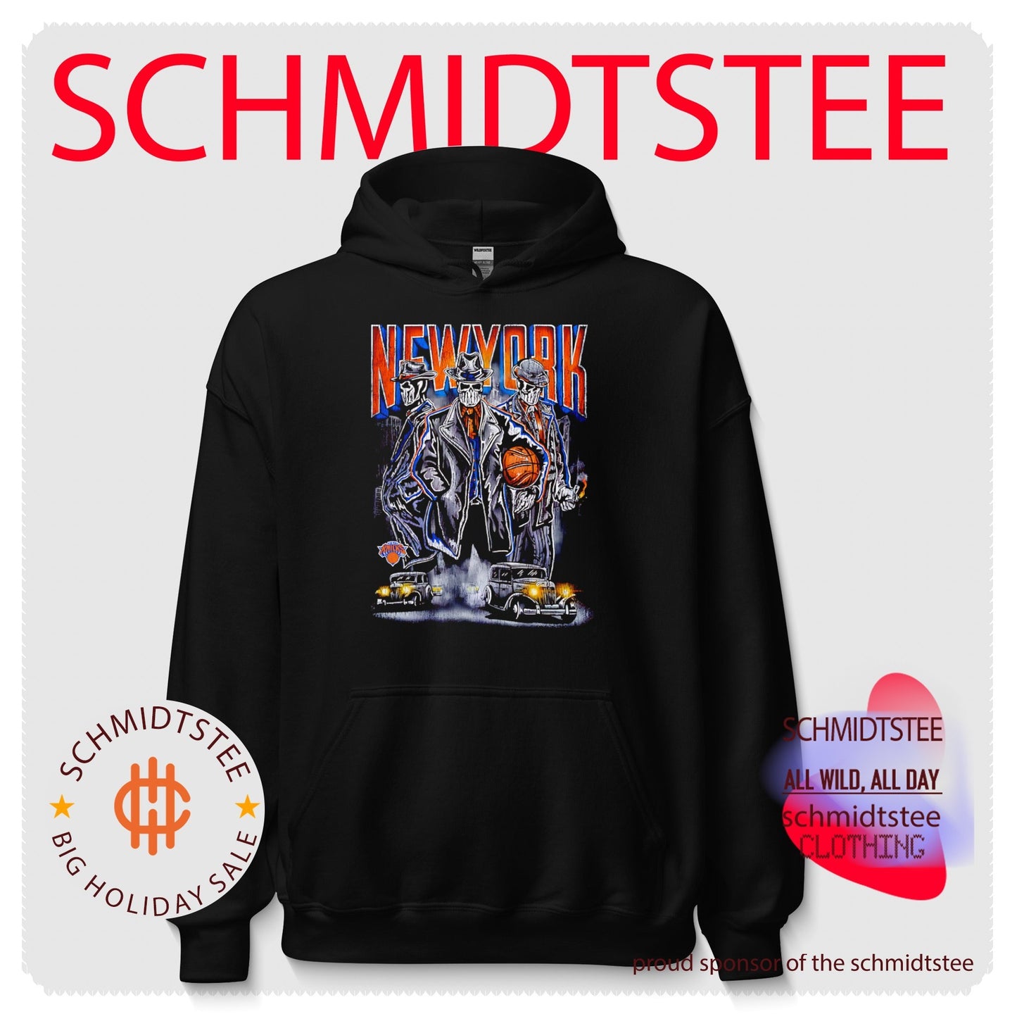 New York Knicks mobster basketball skull graphic shirt