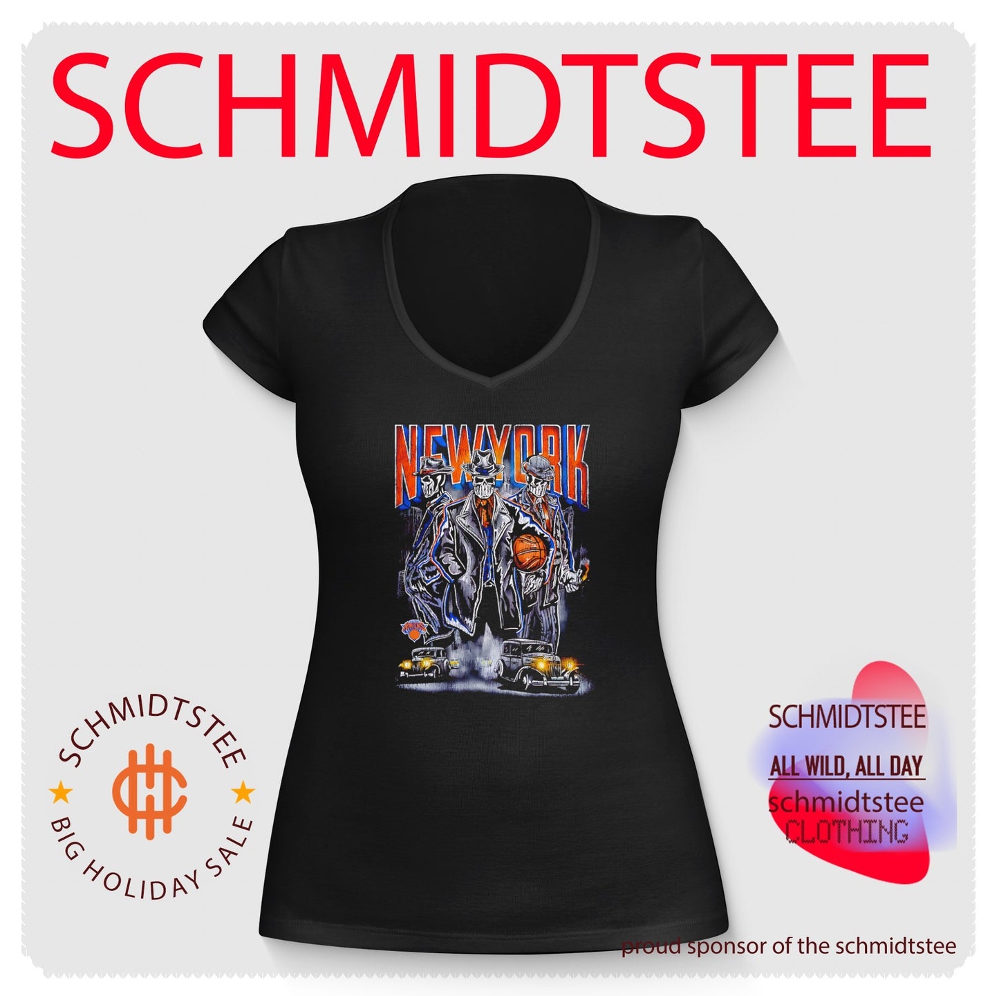 New York Knicks mobster basketball skull graphic shirt