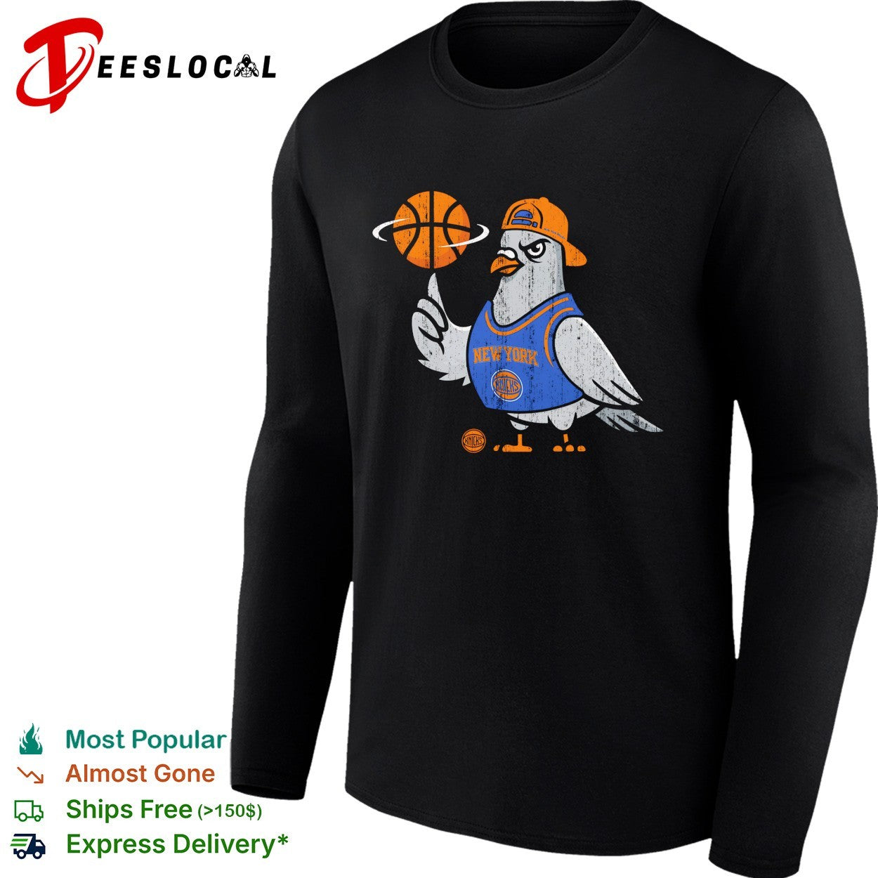 New York Knicks pigeon spinning basketball street mascot art shirt