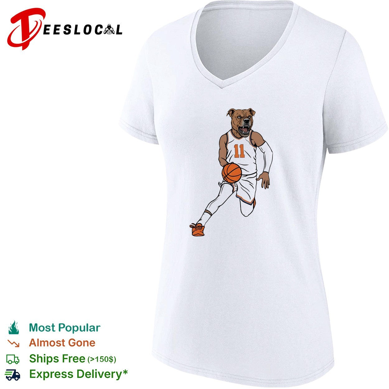 New York Knicks pitbull dog head number 11 jersey dribbling basketball cartoon art shirt